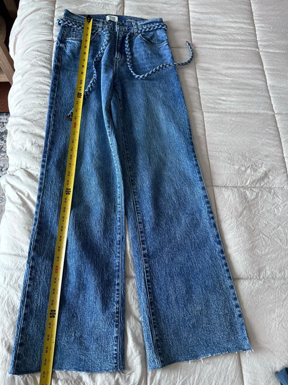 KENSIE JEANS The Carla High-Rise Wide Leg Blue Jeans with Braided Belt -0/25 - Picture 8 of 9